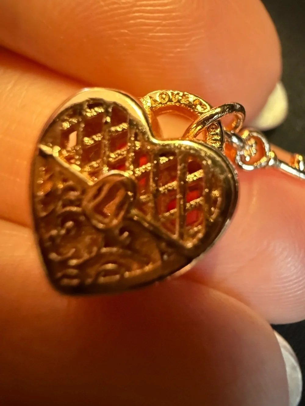 S925 Rose Gold Heart Locket Charm with Key - NWOT